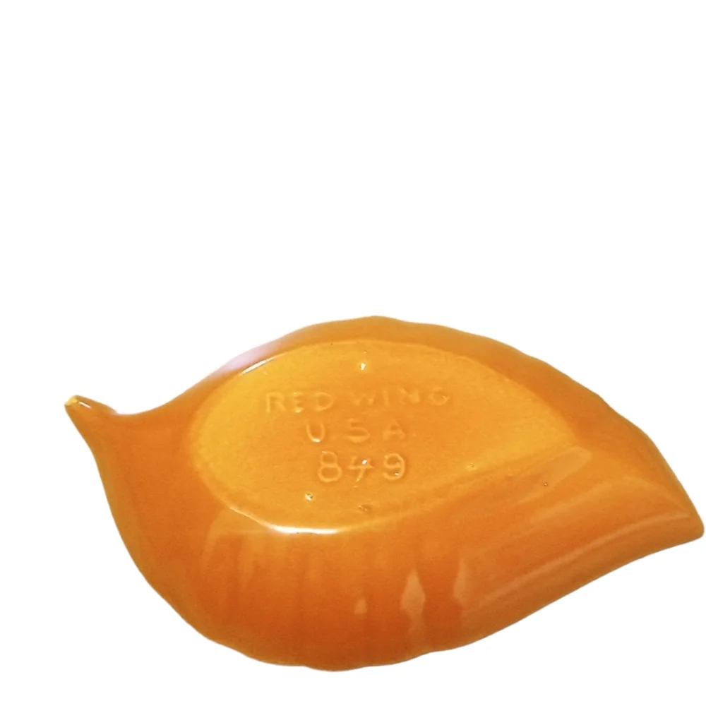 Vintage Red Wing USA orange Ash tray, Trinket dish Centerpiece,Jewelry plate 849